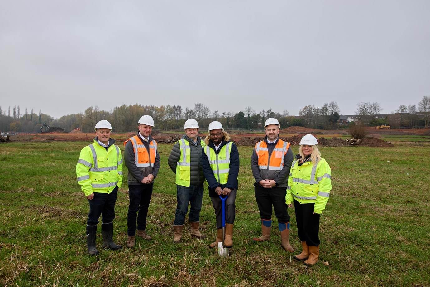 Teams from First Choice Homes Oldham and Kellen Homes officially marking the start of remedial works on the Mill Vale development off Don Street, Middleton, Rochdale