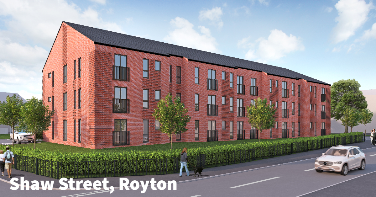 We are building a £3.7m development on a brownfield site on Shaw Street, Royton. There will be 15 one-bedroom and 15 two-bedroom apartments, all for affordable rent.