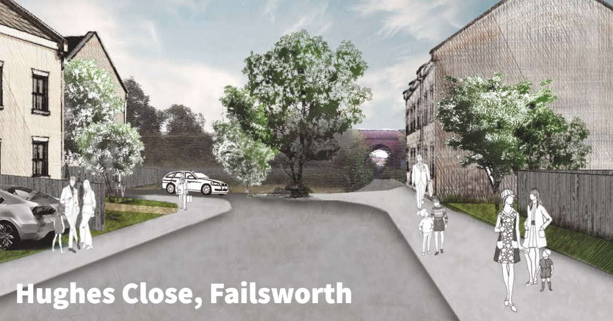We are working with Holcombe Homes to bring forward a £4.9m scheme of 14 four-bedroom and four three-bedroom properties on brownfield land next to Hale Lane and Hughes Close.