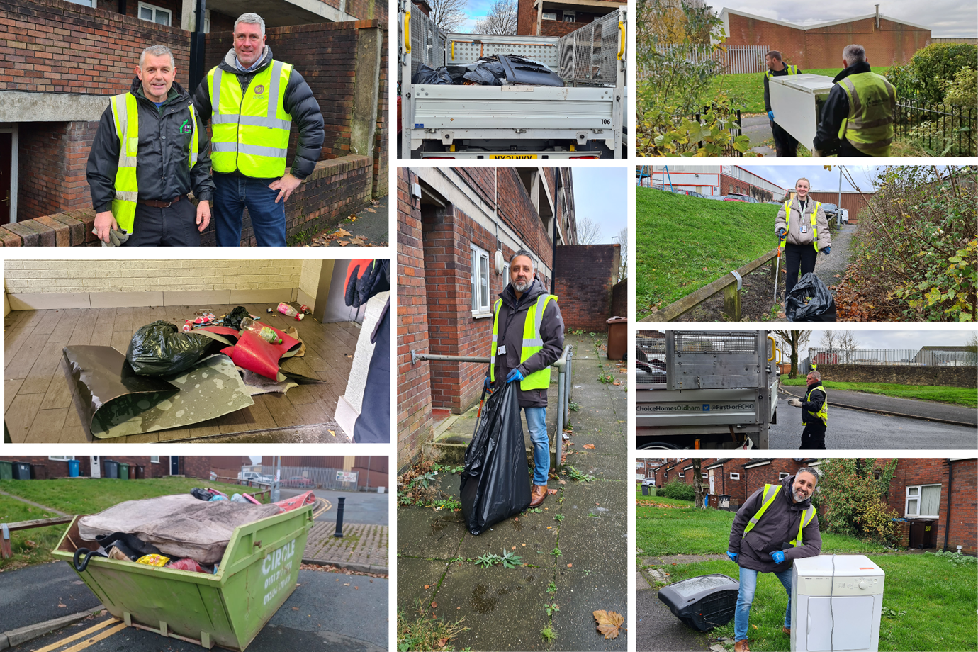 FCHO colleagues at Eldon community waste collection day, including free skips for locals to use and a litter pick